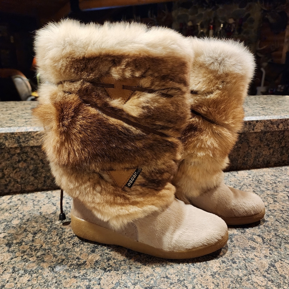 Vega Leather and Fur Boots, Size 39, Made In Italy